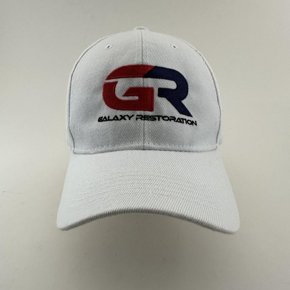 Galaxy Restoration Baseball Hat Adjustable Strap Back Cap Embroidered White